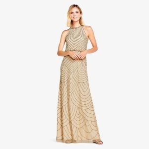 Adrianna Papell art deco beaded bridesmaid / wedding guest gown